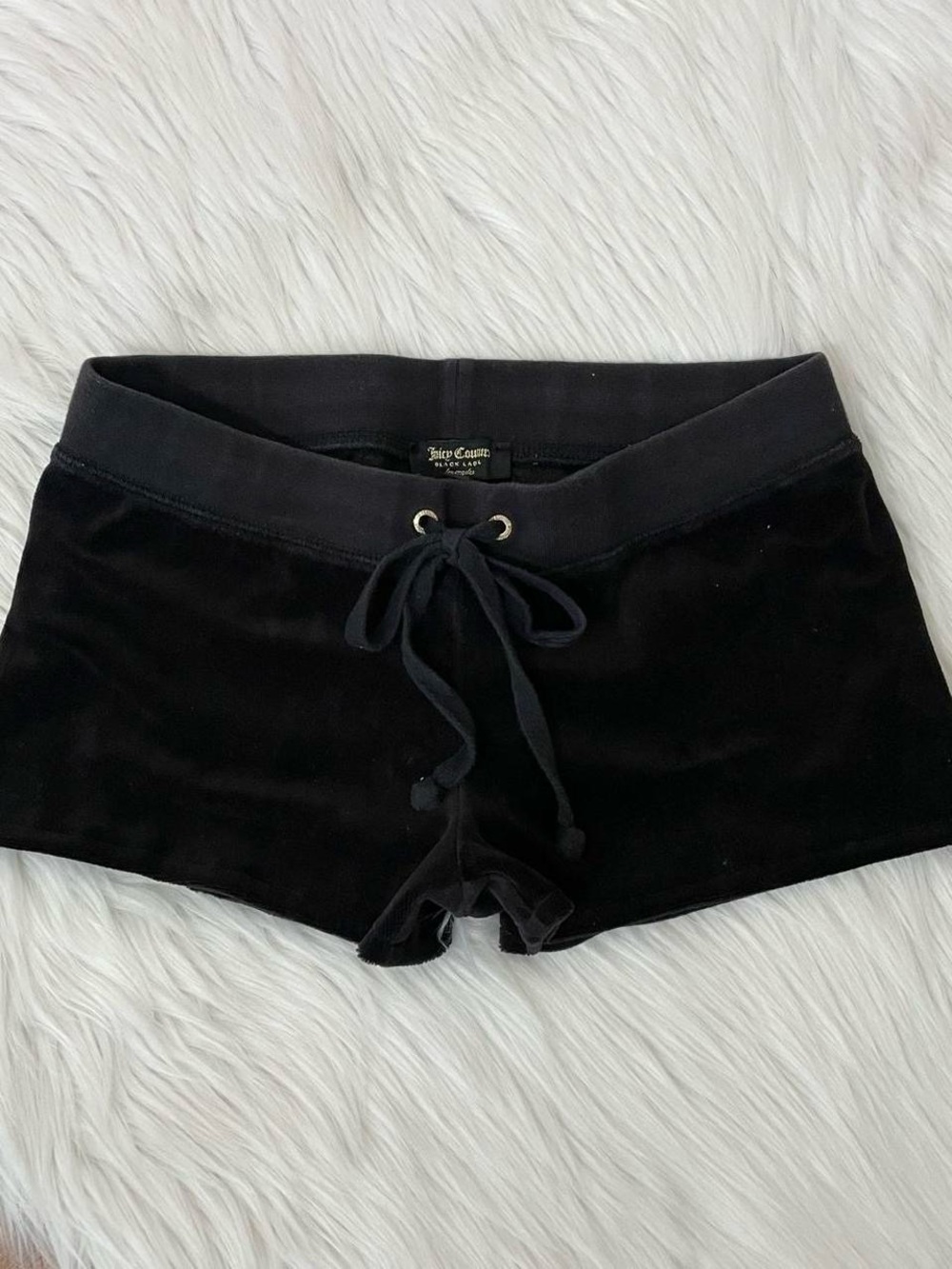 Vintage Y2K black velour micro shorts by Juicy Couture